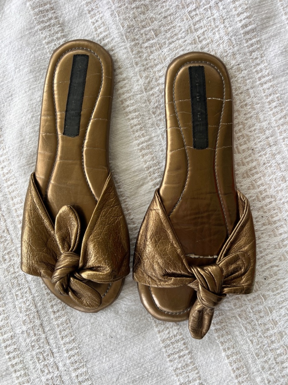 Women’s Steve Madden Metallic Bronze Knot Slide Sandals